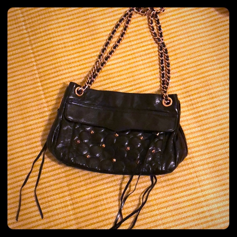 Rebecca Minkoff black studded bag w/ rose gold h/w